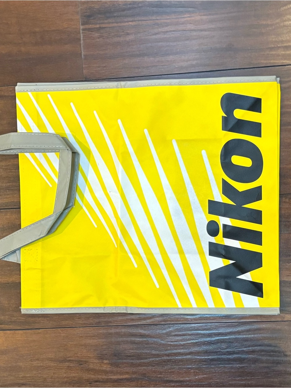 Nikon Bright Yellow Messenger Tote with Beige Handles